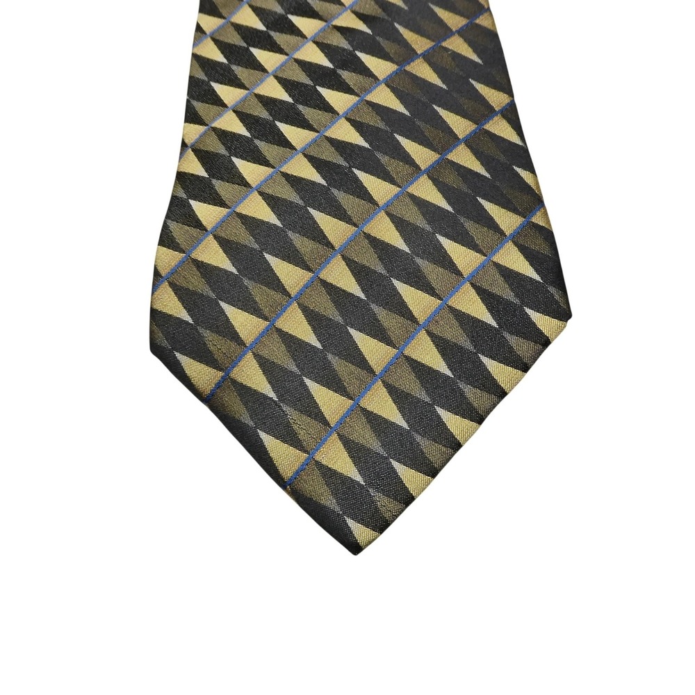 Nubio Tie Mens One Size Gold Black Geometric Woven DuPont Teflon Necktie Classic